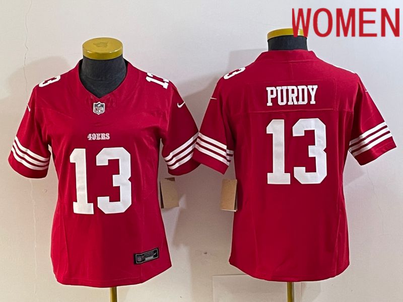 Women San Francisco 49ers 13 Purdy Red 2023 Nike Vapor Limited NFL Jersey style 3